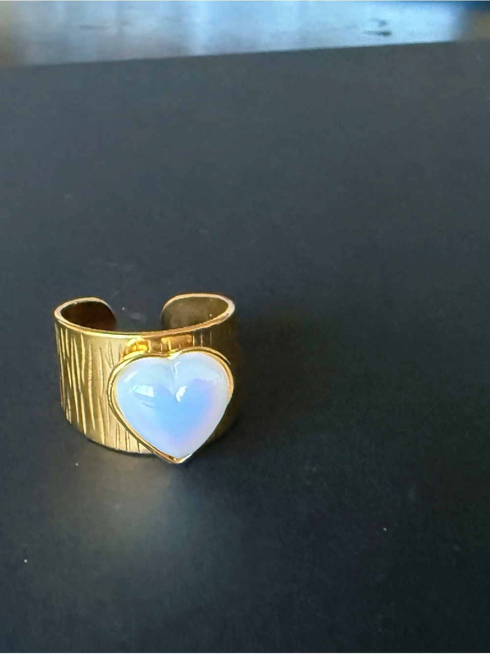 Vintage Gold-Tone Statement Heart Ring – Open Adjustable